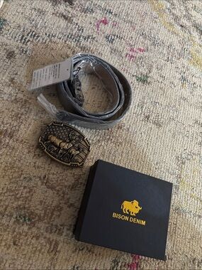 Bison denim belt & buckle